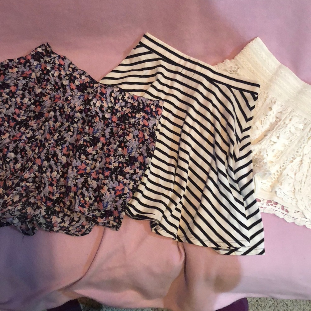 Black and white skirt and 2 pair of shorts